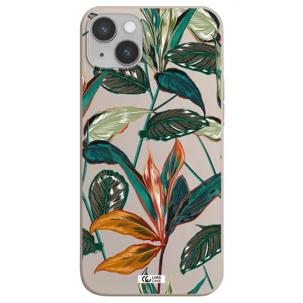 Colorful Tropical Leaves Apple iPhone 14 plus Silicone Stone Case