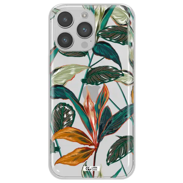 Colorful Tropical Leaves Apple iPhone 14 pro Clear TPU Case
