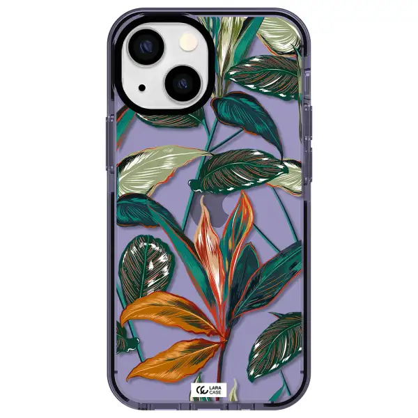 Colorful Tropical Leaves Apple iPhone 15 Plus impact Lilac Case