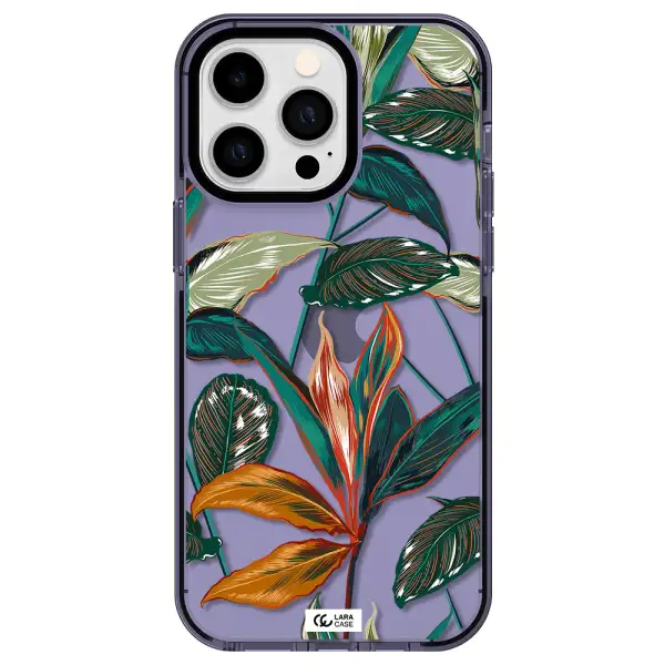 Colorful Tropical Leaves Apple iPhone 15 Pro Max impact Lilac Case