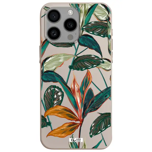 Colorful Tropical Leaves Apple Iphone 15 Pro max Silicone Stone Case