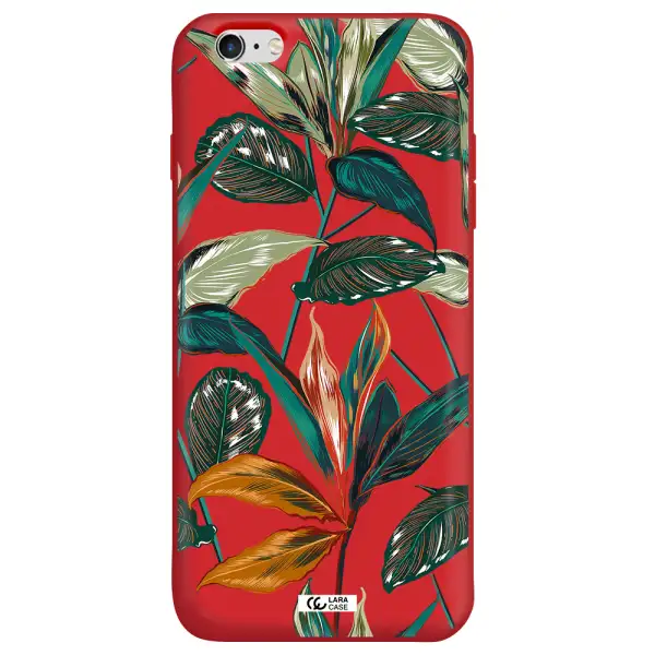 Colorful Tropical Leaves Apple iPhone 6 s plus Silicone Imperial Red Case