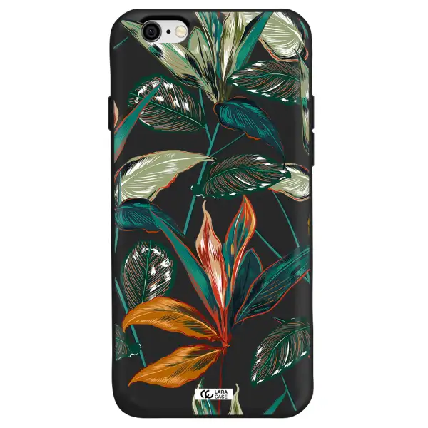 Colorful Tropical Leaves Apple iPhone 6 Silicone black Case