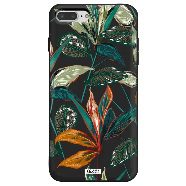 Colorful Tropical Leaves Apple iPhone 7 plus Silicone black Case