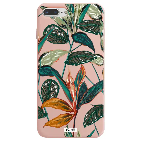 Colorful Tropical Leaves Apple iPhone 7 plus Silicone pastel pink Case