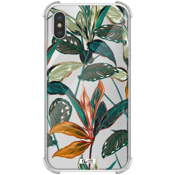 Colorful Tropical Leaves Apple iPhone XS Clear PC Case
