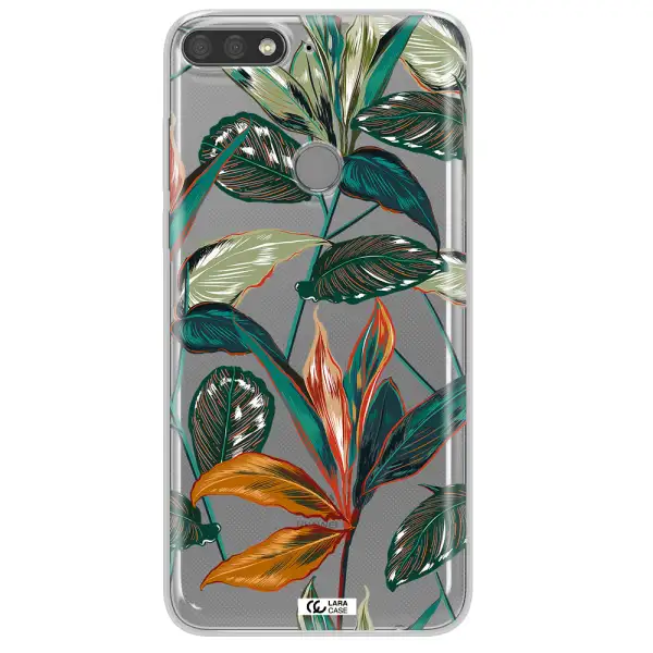 Colorful Tropical Leaves Huawei Y7 Prime 2018 Clear TPU Case
