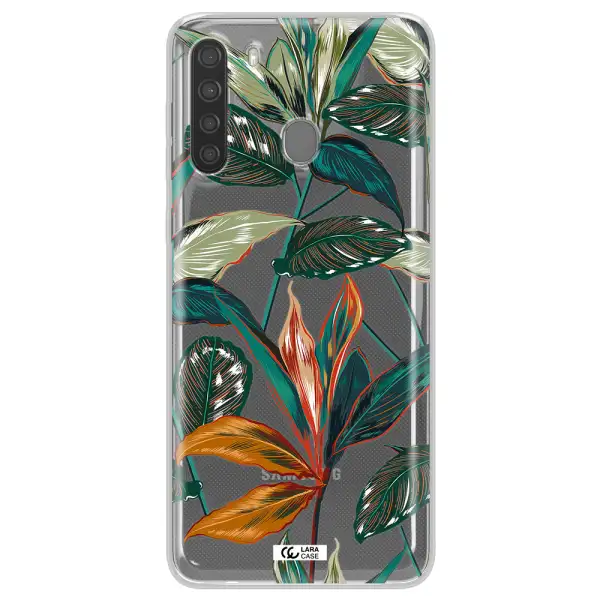 Colorful Tropical Leaves Samsung A21 Clear TPU Case