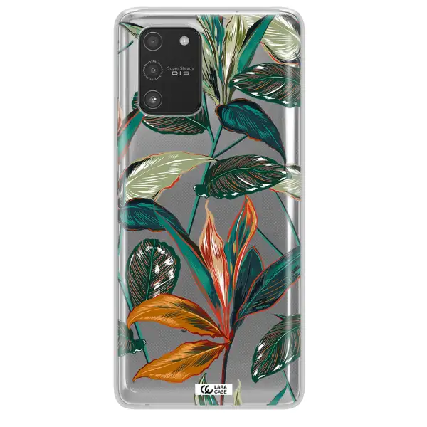 Colorful Tropical Leaves Samsung A91 Clear TPU Case
