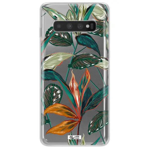 Colorful Tropical Leaves Samsung S10 Clear TPU Case
