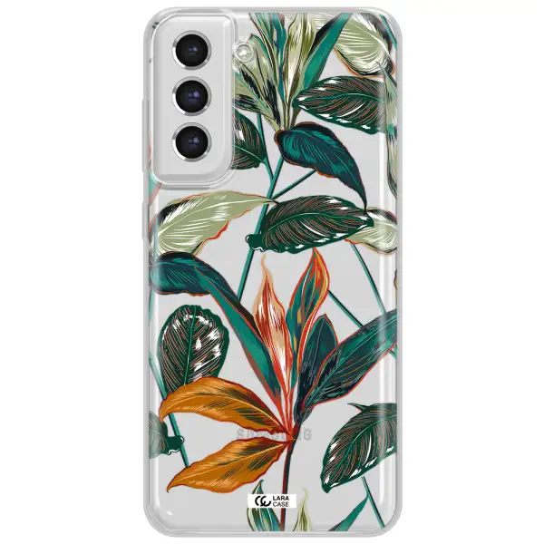 Colorful Tropical Leaves Samsung S21 Fe Clear Tpu Case