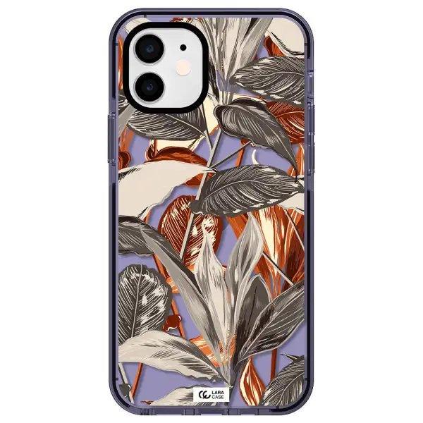Brown Tropical Leaves Apple iPhone 11 impact Lilac Case