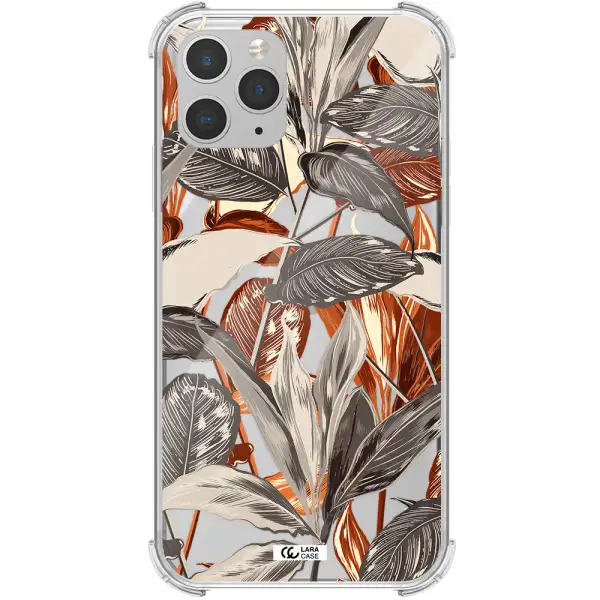Brown Tropical Leaves Apple iPhone 11 pro Clear PC Case