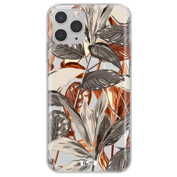 Brown Tropical Leaves Apple iPhone 11 pro max Clear TPU Case