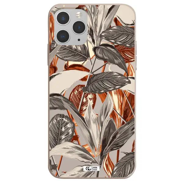 Brown Tropical Leaves Apple iPhone 11 pro max Silicone Stone Case