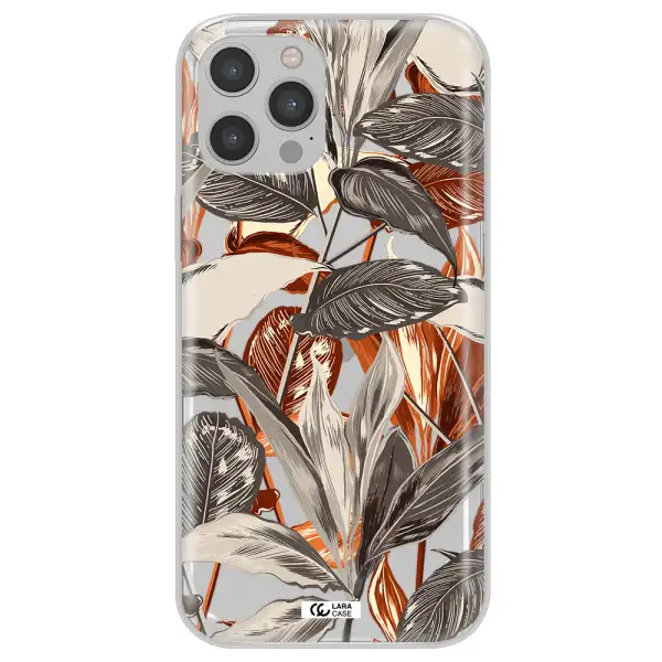 Brown Tropical Leaves Apple iPhone 12 pro Clear TPU Case