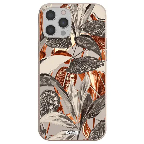 Brown Tropical Leaves Apple iPhone 12 pro max Silicone Stone Case