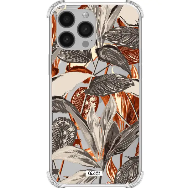 Brown Tropical Leaves Apple iPhone 13 Pro Clear PC Case