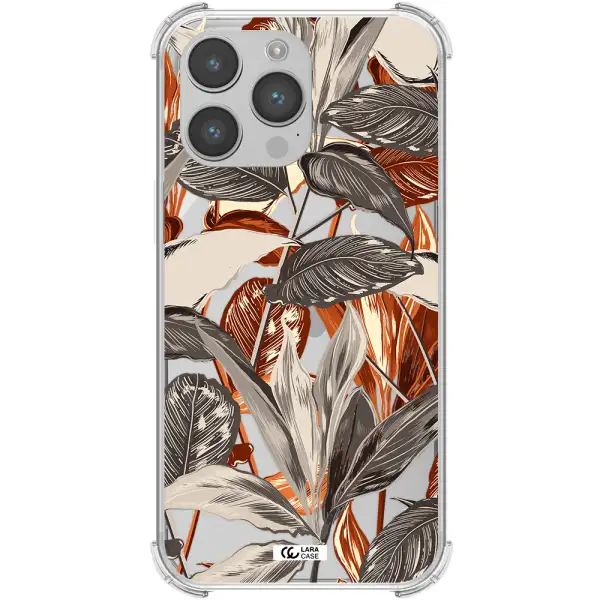 Brown Tropical Leaves Apple iPhone 14 pro Clear PC Case