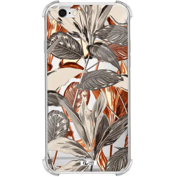 Brown Tropical Leaves Apple iPhone 6 Clear PC Case