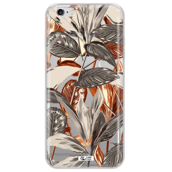 Brown Tropical Leaves Apple iPhone 6 s plus Clear TPU Case