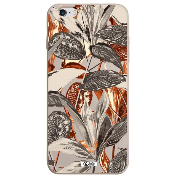 Brown Tropical Leaves Apple iPhone 6 s plus Silicone Stone Case