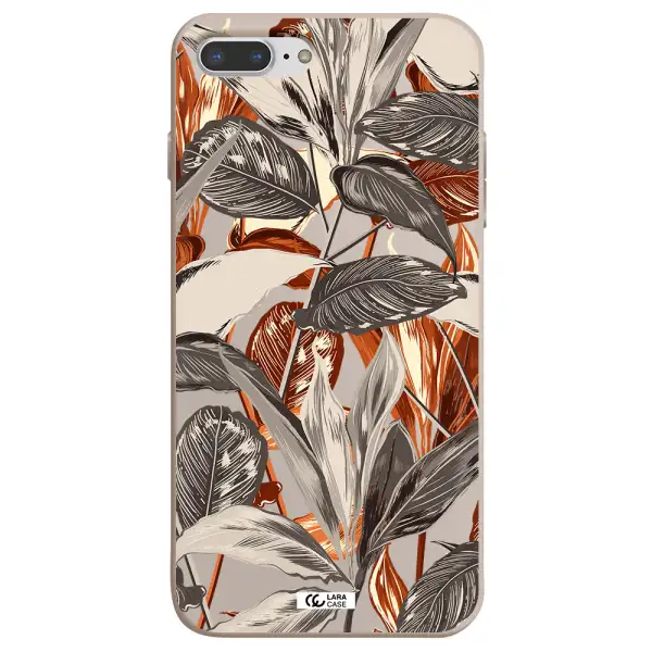 Brown Tropical Leaves Apple iPhone 7 plus Silicone Stone Case