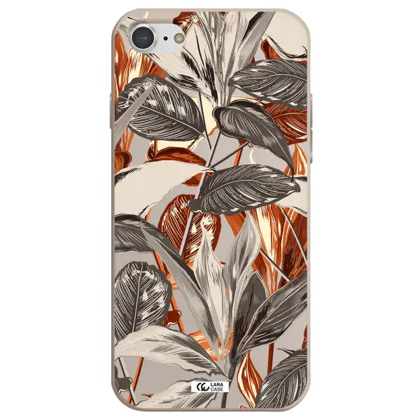 Brown Tropical Leaves Apple iPhone 7 Silicone Stone Case