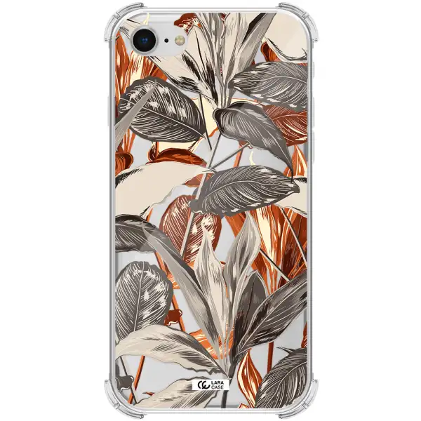 Brown Tropical Leaves Apple iPhone se 2020 Clear PC Case