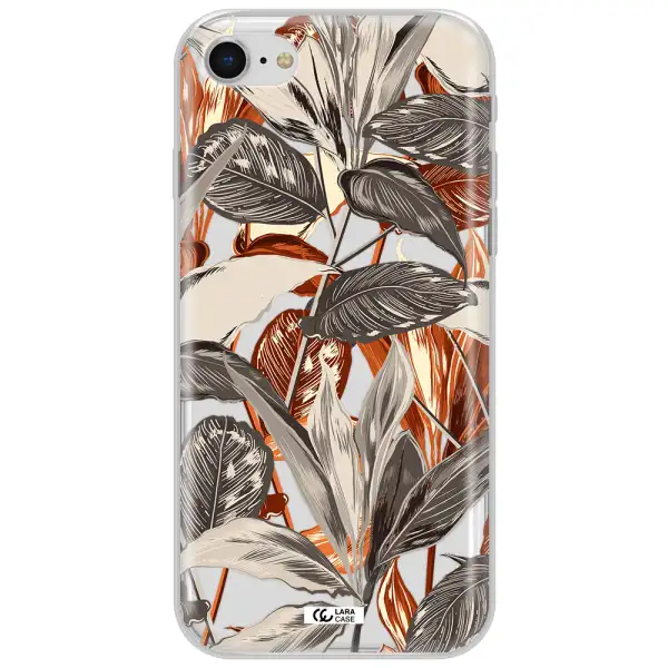 Brown Tropical Leaves Apple Iphone Se 2020 Clear Tpu Case