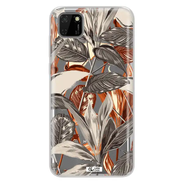 Brown Tropical Leaves Huawei Honor 9S Clear TPU Case
