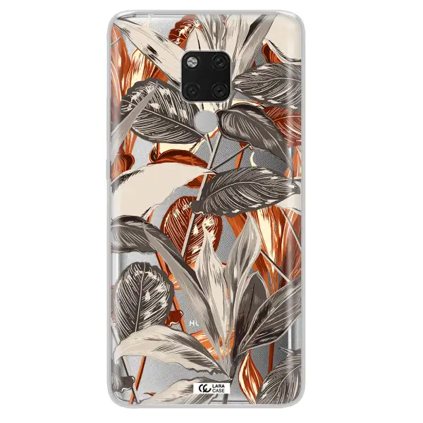 Brown Tropical Leaves Huawei Mate 20X Clear TPU Case