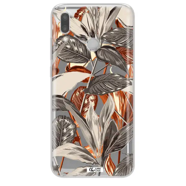 Brown Tropical Leaves Huawei P Smart 2019 Clear TPU Case