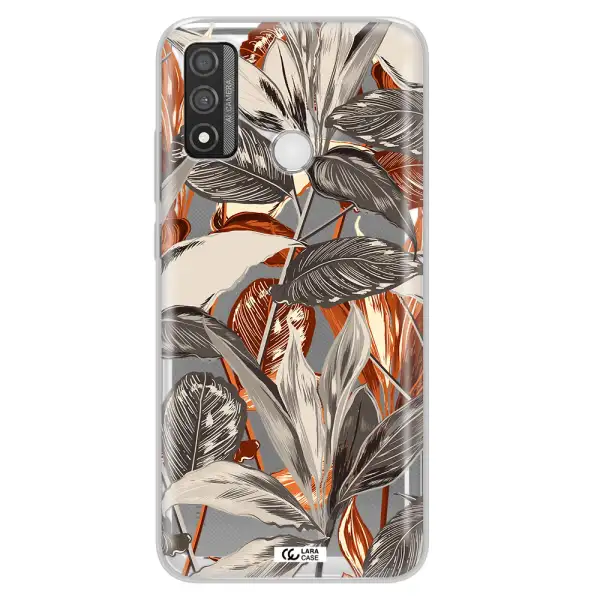 Brown Tropical Leaves Huawei P Smart 2020 Clear TPU Case