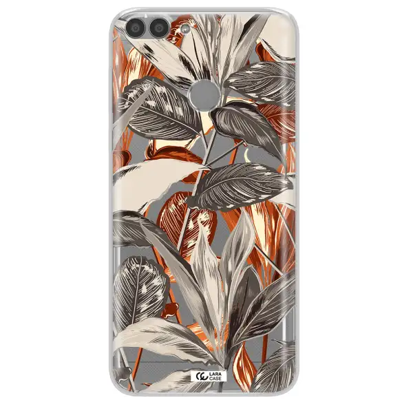 Brown Tropical Leaves Huawei P Smart Clear TPU Case