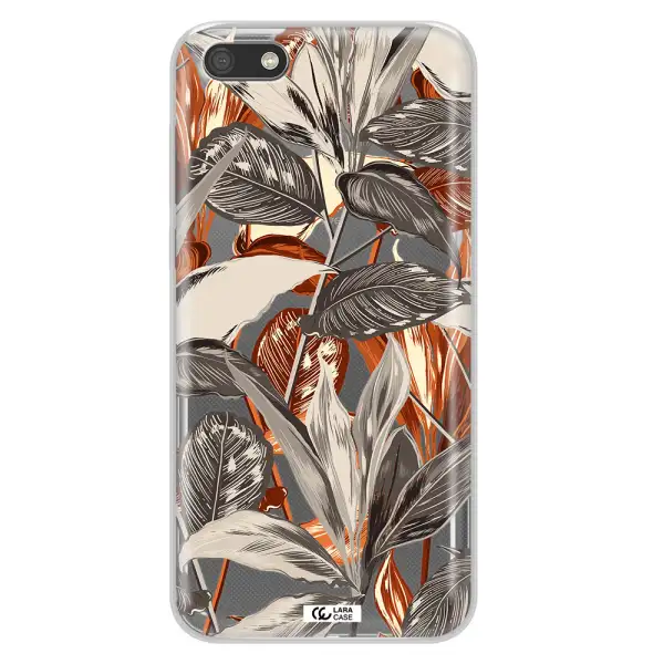 Brown Tropical Leaves Huawei Y5 2018 Clear TPU Case