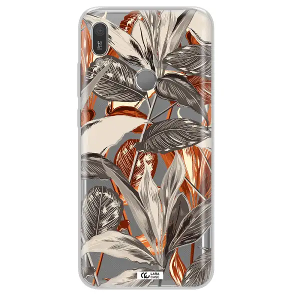 Brown Tropical Leaves Huawei Y6 2019 Clear TPU Case