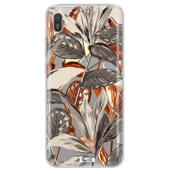 Brown Tropical Leaves Huawei Y6 Pro 2019 Clear TPU Case