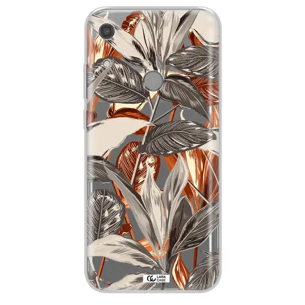 Brown Tropical Leaves Huawei Y6S Clear TPU Case