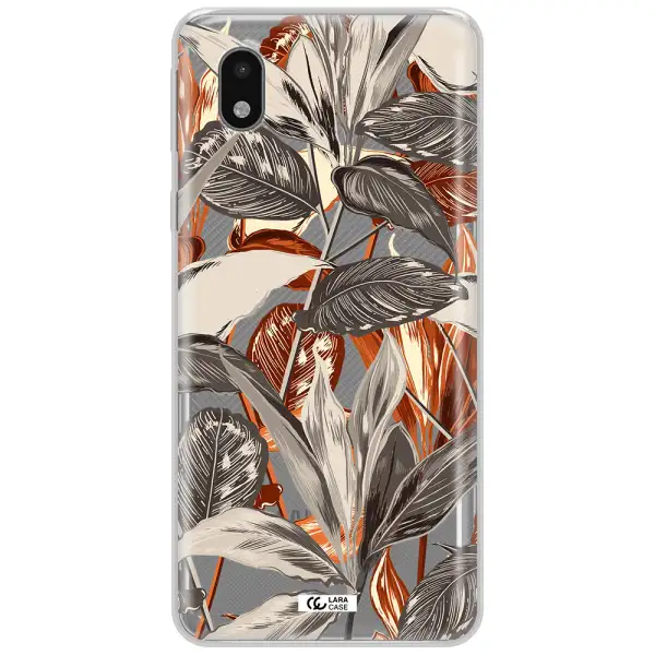 Brown Tropical Leaves Samsung A01 Core Clear Tpu Case