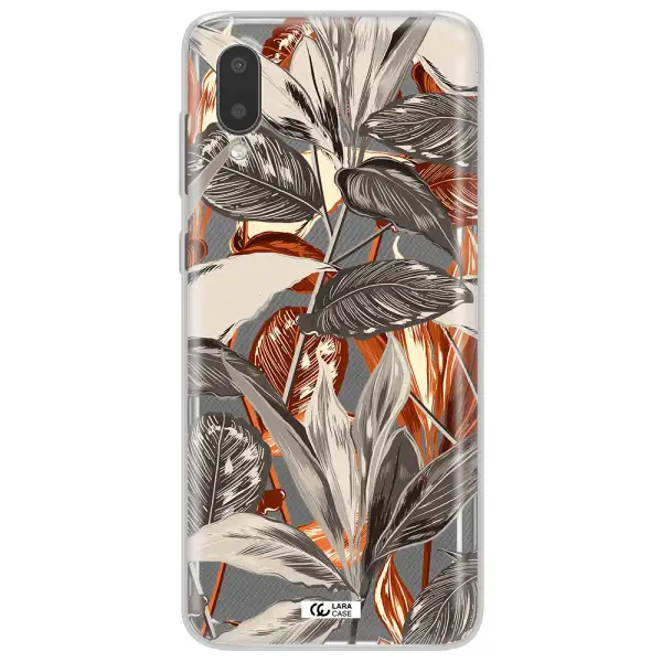 Brown Tropical Leaves Samsung A02 Clear TPU Case