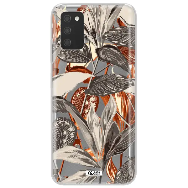 Brown Tropical Leaves Samsung A03S Clear TPU Case