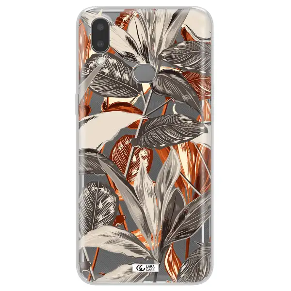 Brown Tropical Leaves Samsung A10S Clear TPU Case