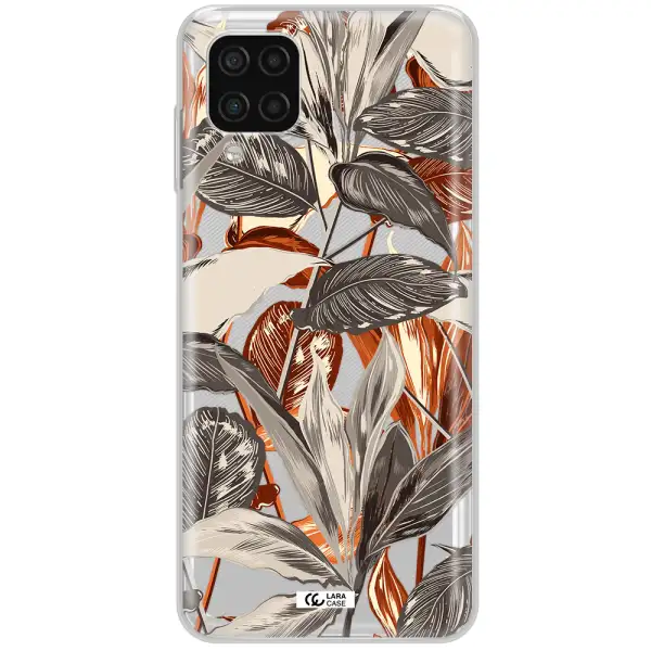 Brown Tropical Leaves Samsung A12 4g Clear TPU Case