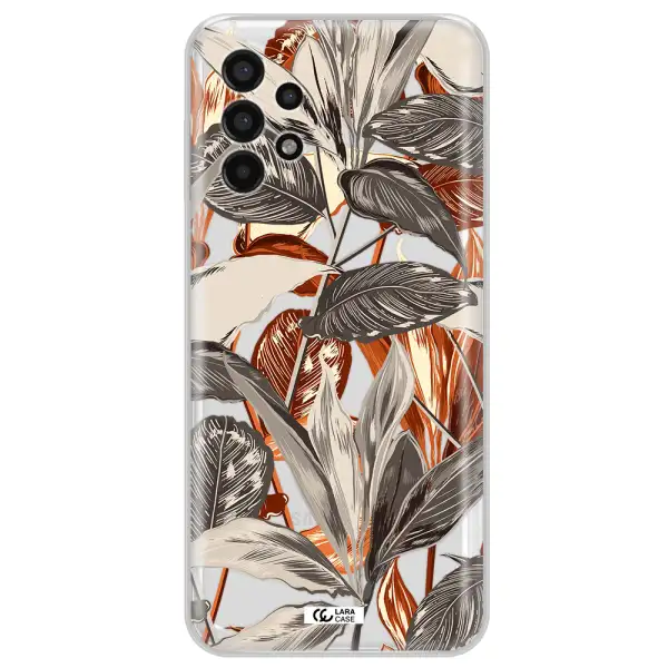 Brown Tropical Leaves Samsung A13 4g Clear TPU Case