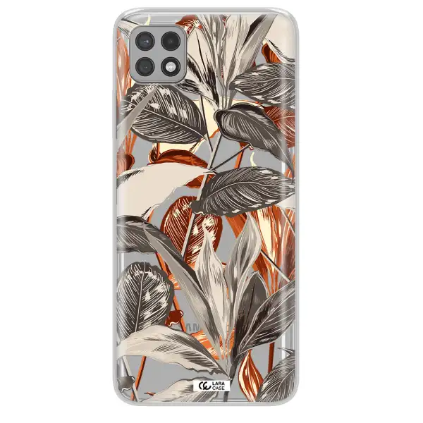 Brown Tropical Leaves Samsung A22 5g Clear TPU Case