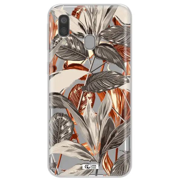 Brown Tropical Leaves Samsung A40 Clear TPU Case