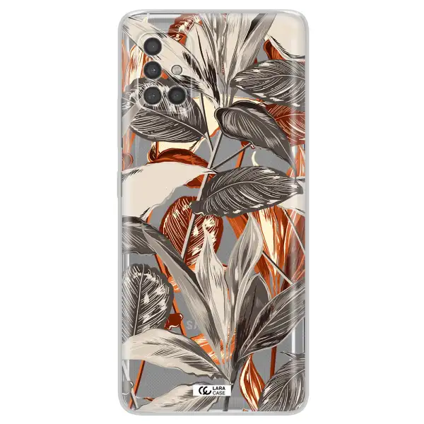 Brown Tropical Leaves Samsung A40S Clear Tpu Case