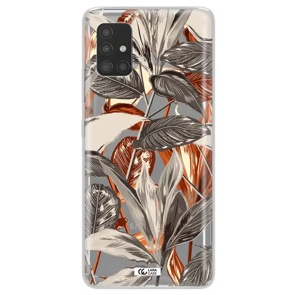 Brown Tropical Leaves Samsung A51 Clear TPU Case