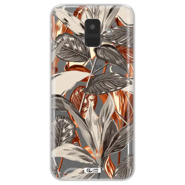 Brown Tropical Leaves Samsung A6 Clear TPU Case